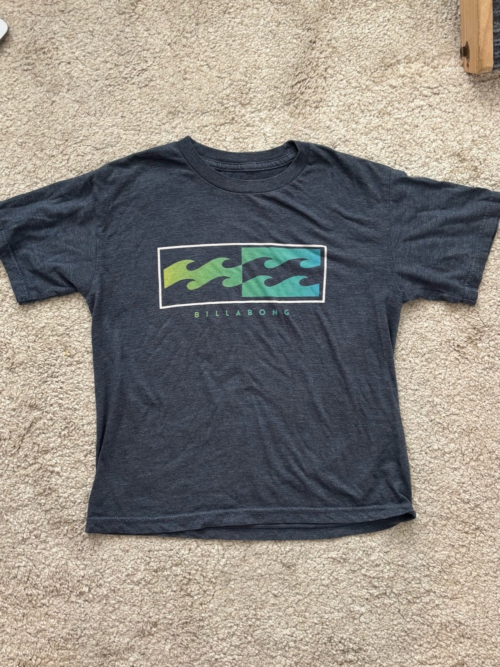 Billabong Black Tee with Green Wave Panel